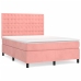 Cama box spring con colchón terciopelo rosa 140x190 cm