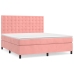 Cama box spring con colchón terciopelo rosa 180x200 cm