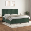 Cama box spring con colchón terciopelo verde oscuro 200x200 cm