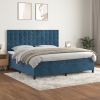 Cama box spring con colchón terciopelo azul oscuro 200x200 cm