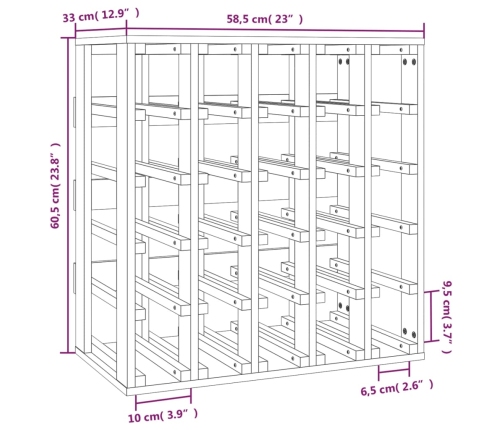 Botellero madera maciza de pino 58,5x33x60,5 cm