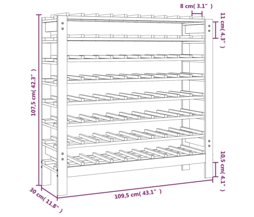 Botellero madera maciza de pino 109,5x30x107,5 cm