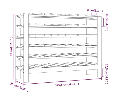 Botellero madera maciza de pino 109,5x30x82 cm