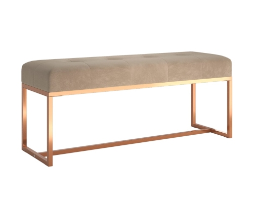 Banco de terciopelo beige 110x36x45 cm