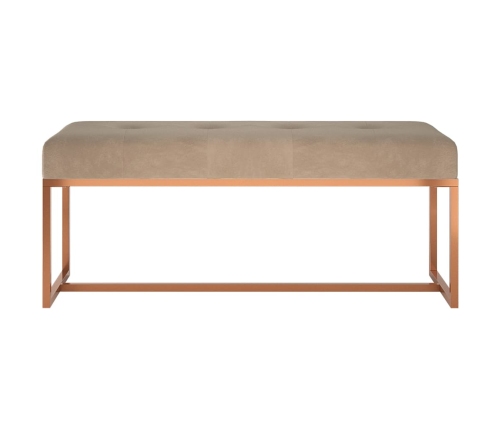 Banco de terciopelo beige 110x36x45 cm