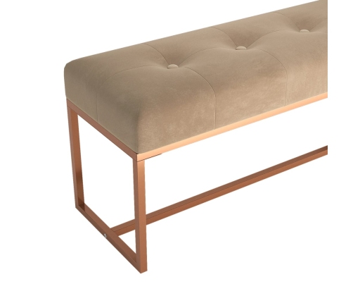 Banco de terciopelo beige 110x36x45 cm