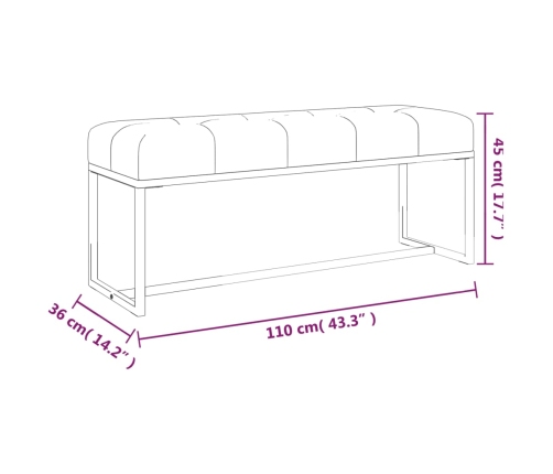 Banco de terciopelo beige 110x36x45 cm