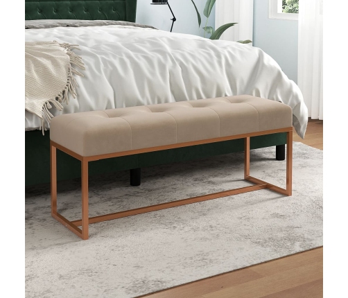 Banco de terciopelo beige 110x36x45 cm