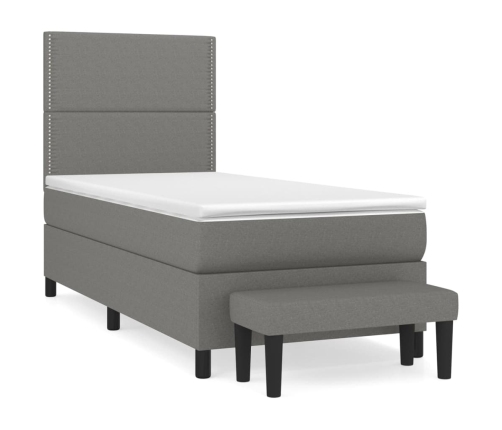 Cama box spring con colchón tela gris oscuro 80x200 cm