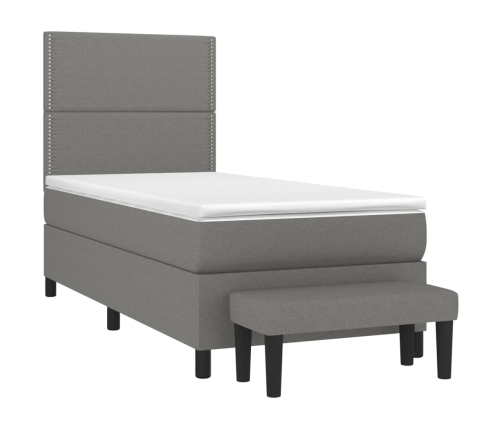 Cama box spring con colchón tela gris oscuro 90x190 cm