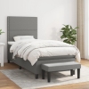 Cama box spring con colchón tela gris oscuro 90x190 cm