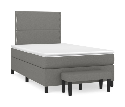 Cama box spring con colchón tela gris oscuro 120x200 cm