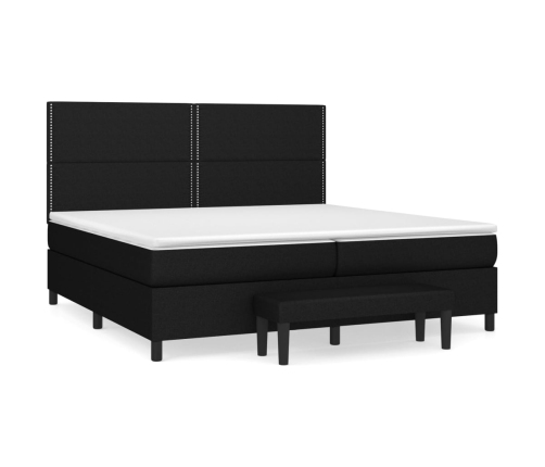 Cama box spring con colchón tela negro 200x200 cm