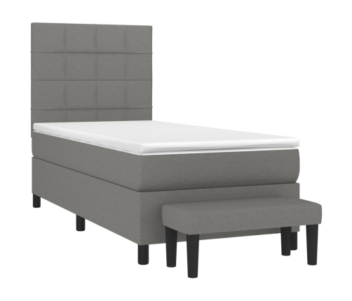 Cama box spring con colchón tela gris oscuro 80x200 cm