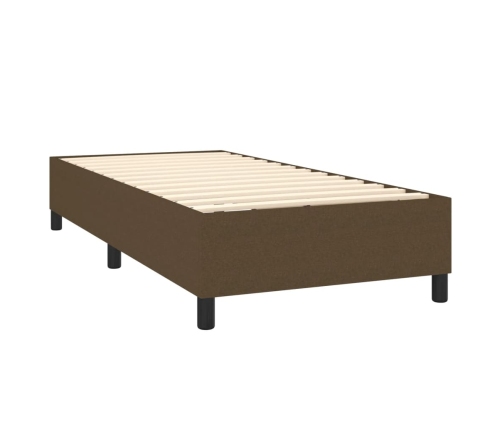 Cama box spring con colchón tela marrón oscuro 90x190 cm