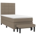 Cama box spring con colchón tela gris taupe 90x190 cm