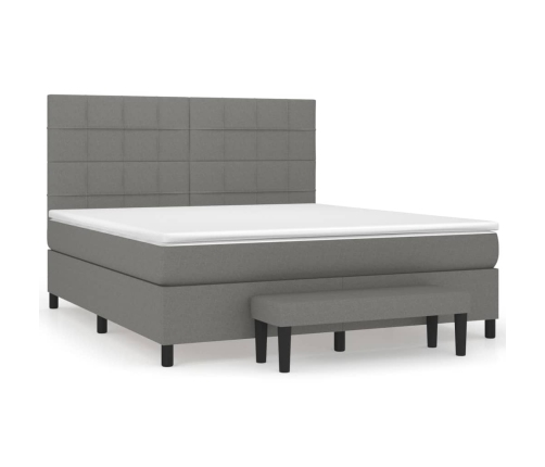 Cama box spring con colchón tela gris oscuro 160x200 cm