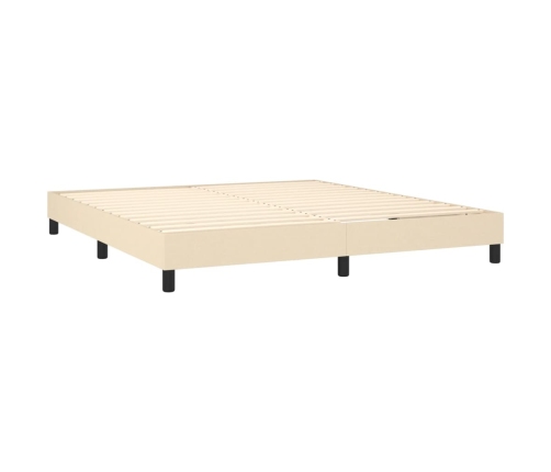 Cama box spring con colchón tela color crema 160x200 cm