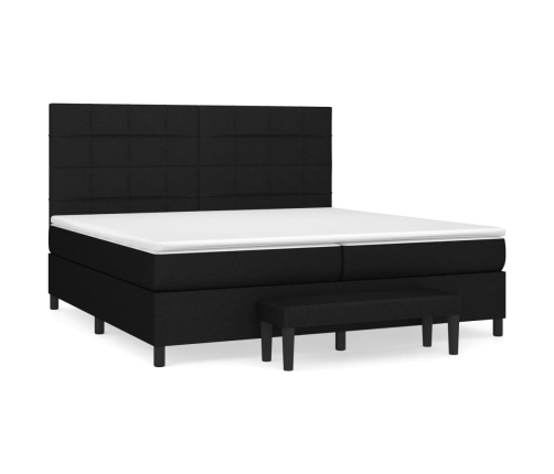 Cama box spring con colchón tela negro 200x200 cm