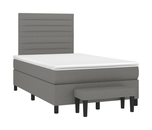 Cama box spring con colchón tela gris oscuro 120x200 cm