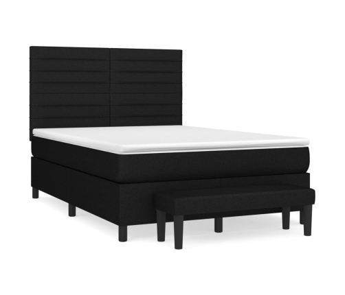 Cama box spring con colchón tela negro 140x190 cm