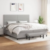 Cama box spring con colchón tela gris claro 200x200 cm