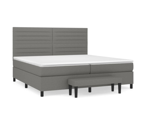 Cama box spring con colchón tela gris oscuro 200x200 cm