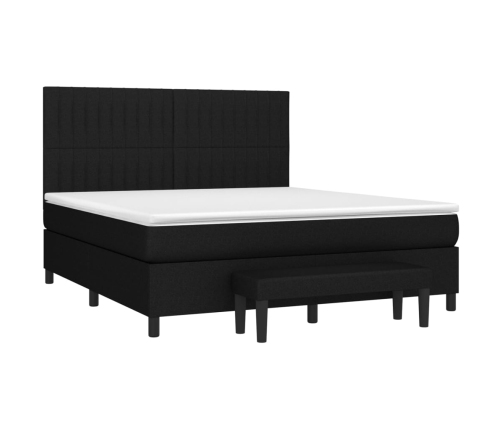 Cama box spring con colchón tela negro 180x200 cm