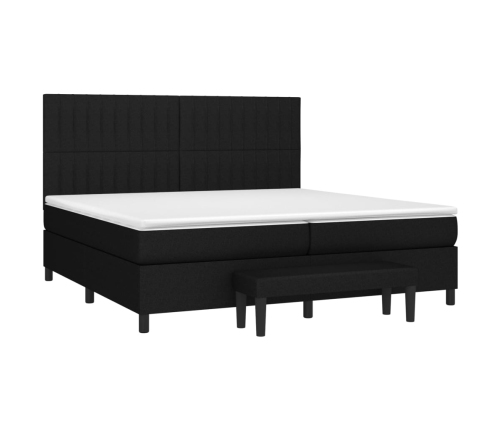 Cama box spring con colchón tela negro 200x200 cm