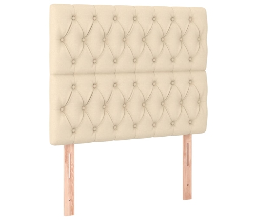 Cama box spring con colchón tela color crema 120x200 cm