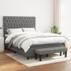 Cama box spring con colchón tela gris oscuro 140x190 cm