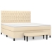 Cama box spring con colchón tela color crema 180x200 cm