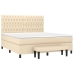 Cama box spring con colchón tela color crema 180x200 cm