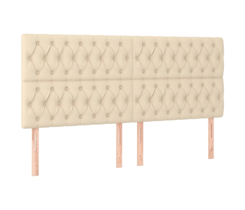 Cama box spring con colchón tela color crema 180x200 cm