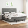 Cama box spring con colchón tela gris oscuro 200x200 cm