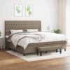 Cama box spring con colchón tela gris taupe 200x200 cm