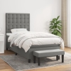 Cama box spring con colchón tela gris oscuro 90x190 cm