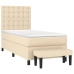 Cama box spring con colchón tela color crema 100x200 cm