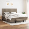 Cama box spring con colchón tela gris taupe 200x200 cm