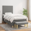 Cama box spring con colchón tela gris oscuro 90x190 cm