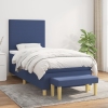 Cama box spring con colchón tela azul 90x190 cm