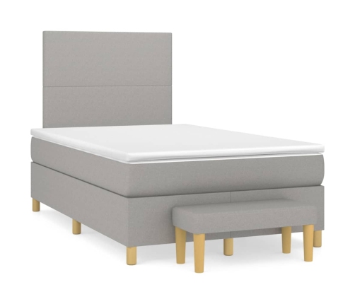 Cama box spring con colchón tela gris claro 120x200 cm