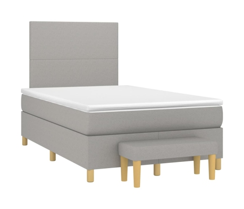 Cama box spring con colchón tela gris claro 120x200 cm