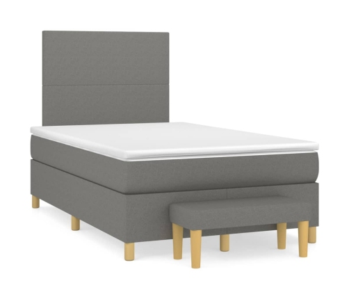 Cama box spring con colchón tela gris oscuro 120x200 cm