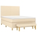 Cama box spring con colchón tela color crema 140x190 cm