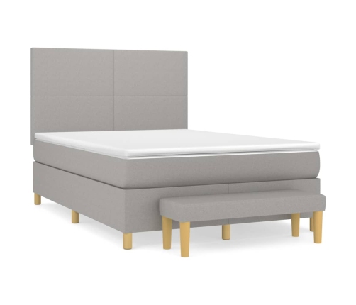 Cama box spring con colchón tela gris claro 140x200 cm