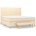 Cama box spring con colchón tela color crema 180x200 cm