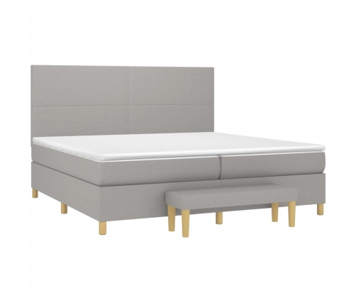 Cama box spring con colchón tela gris claro 200x200 cm