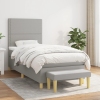 Cama box spring con colchón tela gris claro 90x190 cm