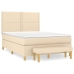 Cama box spring con colchón tela color crema 140x190 cm